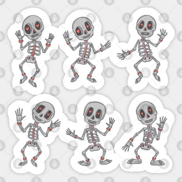 Day of the Dead Beige and Red Skeleton Candy Skeleton Sticker by Scriptnbones